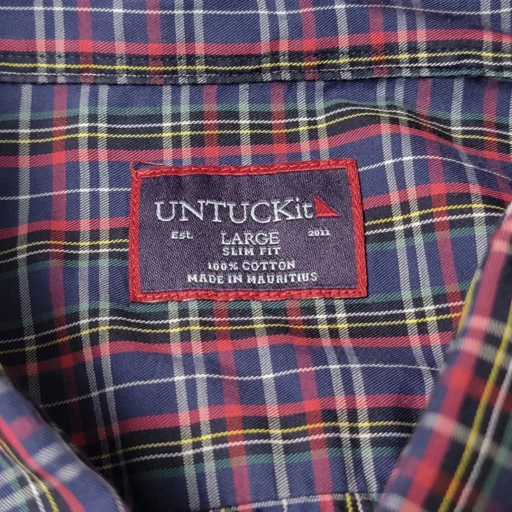 UNTUCKit Walker Road Multicolor Plaid Slim Fit Button Down Shirt L